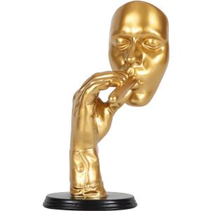 Gold Resin Man Smoking Cigar Statue Figurine Abstract Creative Sculpture Home Decor 10 Inch