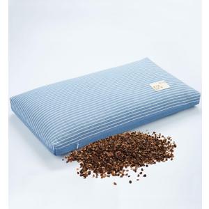 Buckwheat Pillows for Sleeping, Adjustable Hulls Firm Pillow Neck Head Back Shoulder Support for Pain Relief, Small Bed Pillow for Side Back Sleepers, Blue 20"X12" (Medium)