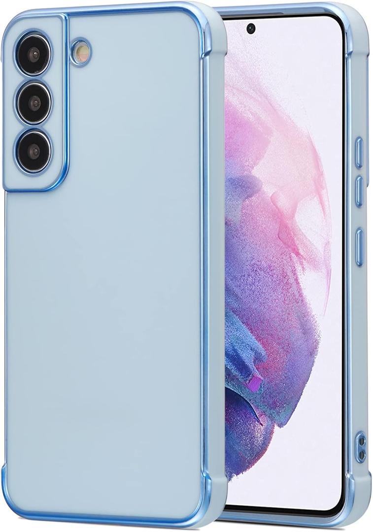 RALEAVO for Samsung Galaxy S21 5G Case Luxury Plating Edge Phone Cover Slim Lightweight Glossy Bling Cover Soft TPU Shockproof Bumper Electroplated for S21 Phone Case,Blue