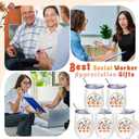 Sieral 6 Pcs Social Worker Gift 12oz Boho Stainless Steel Tumbler with Lid Thank You Coffee Mugs Bulk Social Worker Appreciation Gifts for Volunteers Staff Employee Retirement Gifts