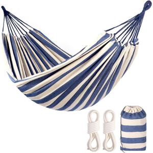 Camping Hammocks for Backyard Hanging Sturdy Garden Comfortable Fabric Hammock Indoor Tree Straps Up to 616lbs Weight Capacity with Travel Bag for Camping Portable Outdoor Patio (Blue)