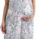 GINKANA Maternity Labor Delivery Hospital Gown Breastfeeding Nursing Nightgown Nursing Nightdress (Small, White Gray With Flower, Large)