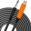 YESPURE USB Guitar Cable 10Ft, USB Guitar Interface Male to 6.35mm 1/4 inch Gold-Plated TS Mono Plug,Recording Cable Compatible with PC, Mac, Xbox, PS4, PS3,PS2
