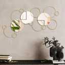 Hicarer 9 Pcs Split Decorative Wall Mirror Modern Metal Wall Decor DIY Wall Mirrors for Living Room Decor Circle Plates Overlapping Decorations Wall Decor Set for Hallway Entryway (Gold)