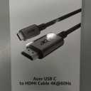 Acer USB C to HDMI Cable for Home Office 6.6FT (4K@60Hz), Thunderbolt 4/3 Compatible, High-Speed Type C to HDMI 2.0 Braided Cord for MacBook Neo, iPhone 17/16 Pro/Max, iPad Pro, Galaxy S25, Surface