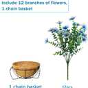 Artificial Hanging Flowers for Outdoors with Basket,UV Resistant Realistic Faux Hanging Plants Outdoor Artificial Flowers for Outdoors Basket for Yard Porch Patio,12 Bundles(Blue White)