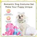 baotongle Dog Bandanas Dress Set for Small Dogs Dogs Wedding Outfit with Flower Collar Veil Puppy Pet Tutu Skirt Halloween Costume Party