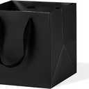 Black Paper Gift Bag Small Square Bottom Kraft Cardboard Paper Bags With Handles For Wedding, Baby Shower, Birtyday Party (Black, 6 x 6 x 6 in, 10 Pcs)