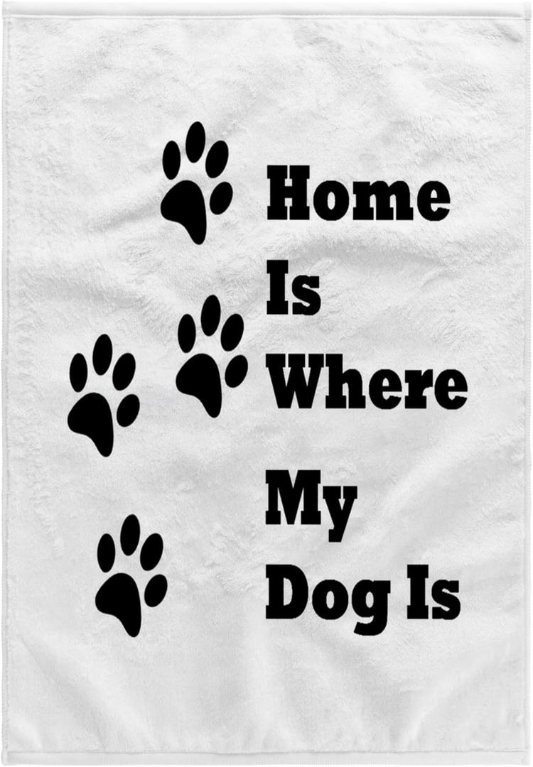3D Rose Image of Home is Where My Dog is with Paw Prints Hand Towel, 15" x 22"