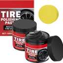 2Pcs Car Tire Shine with Sponge,Tire Coating Paste,Tire Polishing Paste,Ungraded Long-Lasting Tire Dressing with Wet Gloss Look Finish for Car, Truck, Motorcycle, RV & More