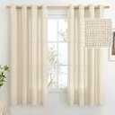 BGment Natural Faux Linen Curtains 63 Inch Length for Bedroom 2 Panels Set, Light Filtering Burlap Textured Grommet Privacy Window Curtain Drapes for Farmhouse, Each Panel 52 Inch Wide