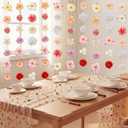 HunnmingRe 7 Pcs 5ft Artificial Flowers Garland Hanging Decorations & 10ft Spring Floral Table Runner Wedding Fake Rose Background Seasonal Wildflower Tulle Table Runner for Home Room Garden Arch