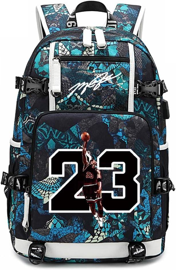 Basketball 23 Student School Bag, Laptop Backpack, Ultra-Light Travel Bag, For Men And Women (green-A)