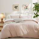 100% Cotton Comforter King Size, Soft Waffle Bedding Set, Pumpkin Brown