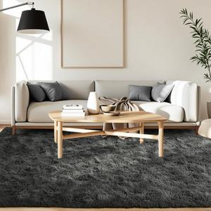 FinRec 5x8 Dark Grey Rugs for Bedroom Living Room, Soft Fuzzy Shaggy Area Rug, Non-Slip Fluffy Furry Shag Rug for Nursery Kids Room Dorm Room Home Decor, Indoor Plush Floor Carpet (5x8 Feet)