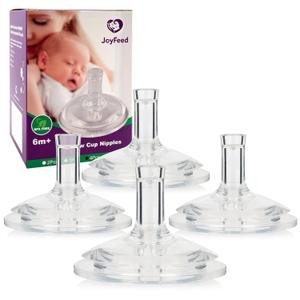 and Natural Trainer Sippy Cup,Leak-Proof,Fast Flow Soft Silicone Straw Top Nipples,6m+,4 Count