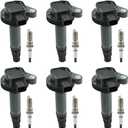 UF553 Ignition Coil & Platinum Spark Plug Compatible with 3.5L 3.7 Ford Edge Explorer F150 Flex MKS MKT MKZ MKT Mazda 6 2007 2008 2009 2010 2011 2012 2013 2014 2015 2016 Replacement for 5C1652 DG520