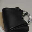 Women's shoulder bag, women's wallet, vintage handbag, synthetic leather crossbody bag with adjustable shoulder strap (Black)