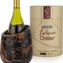 Gusto Nostro Marble Wine Chiller Bucket - 750ml Wine Bottle Cooler and Champagne Chiller for Party, Kitchen, Bar Cart Decor to Chill & Keep Bottles Cold with Unique Wine Lovers Gift Box, Black & Gold