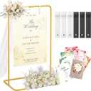 Wedding Sign Holder,Adjustable Welcome to Our Wedding Sign Holder Stand,Gold Easel Stand for Sign,W/Design Bundle & Leather Sign Hanging Straps,for Party,Wedding,Baby Shower,Graduation (Gold 4.2ft OR 5.7ft)