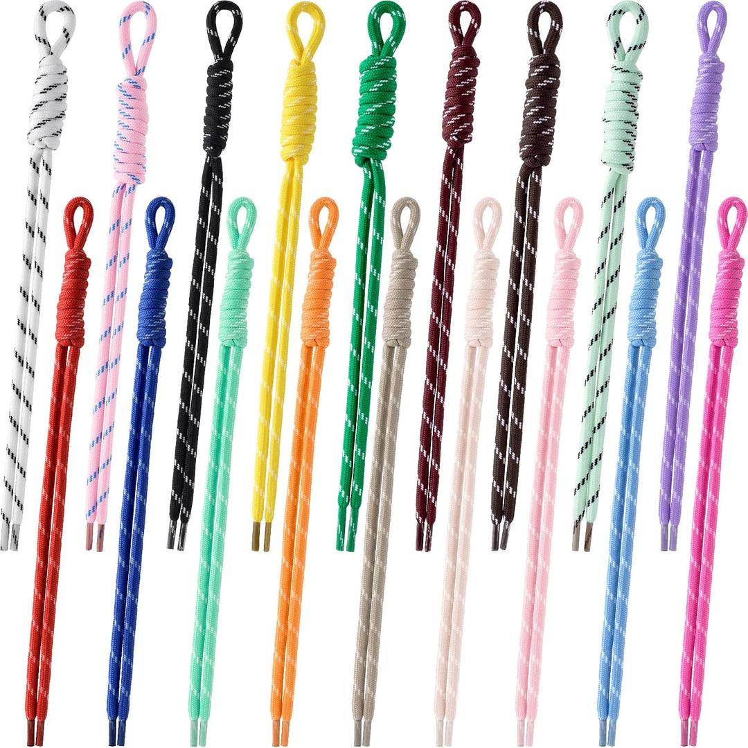 2 x 18 Pcs Rope Keychain, Keychain Bag Charms Paracord Rope Keychain Bag CharmBraided Code Charms for Purse Handmade Rope Key Chain Backpack Handbag Decoration Accessories (Colorful)