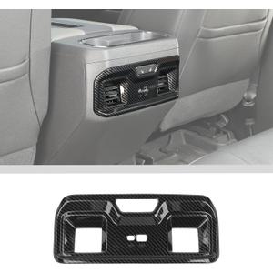 JWWY Rear Air Conditioning HVAC Climate Control Vent Panel Air Outlet Panel Cover Trim Fit for 2022-2024+Chevy Silverado GMC Sierra Interior Accessories ABS Carbon Fiber
