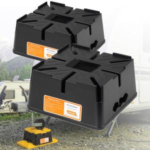 OULEME Trailer Jack Block, 15,000 lbs Leveling Block for RV Camper Travel Trailer 5th Wheel, Fits 8.5” Pad, Tongue Stand/Round Square Scissor Stabilizer Jack and Wheels, 2 Pack