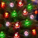 15FT 40 LED Christmas String Lights Battery Operated Christmas Tree Santa Claus Snowman Gift Box Xmas Fairy Lights with Timer, Indoor Outdoor Holiday Tree Decorations for Home Table Party Decor