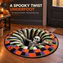 3D Halloween Rug, 36 Inch Round Optical Illusion Rug with Skeleton Vortex Design, Soft Surface and Non-Slip Backing, Indoor Floor Mat for Living Room, Bedroom, Entryway and Halloween Party Decorations
