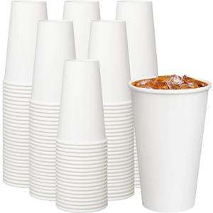 Coffee Cups 16 oz 200 Pack, Disposable Paper Cups for Hot Beverage Drinking, White Hot Cups Suitable for Party, Picnic, Travel, and Events