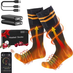 New Upgrade Heated Socks, App Control Electric Heated Socks, 360 Heating Electric Socks, Rechargeable Heated Socks for Men Women, for Winter Outdoor Camping,Skiing,Fishing,Biking,Hiking (StyleD)