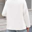 Tankaneo Womens Oversized Long Sleeve Shirts Deep V Neck Fall Tops Casual Loose Fit Tunic Basic Tees (White)