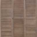 3 Panel Wood Room Divider 4.3 Ft Tall Privacy Wall Divider 67.7" x 16.9" Each Panel Folding Wood Screen for Home Office Bedroom Restaurant Brown