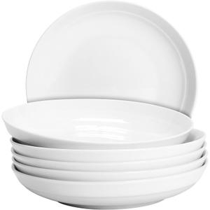 QUANSHANGJUSet of 6 Dinner Plates 8 Inch, White Porcelain Plates, Microwave Oven Dishwasher Safe Scratch Resistant