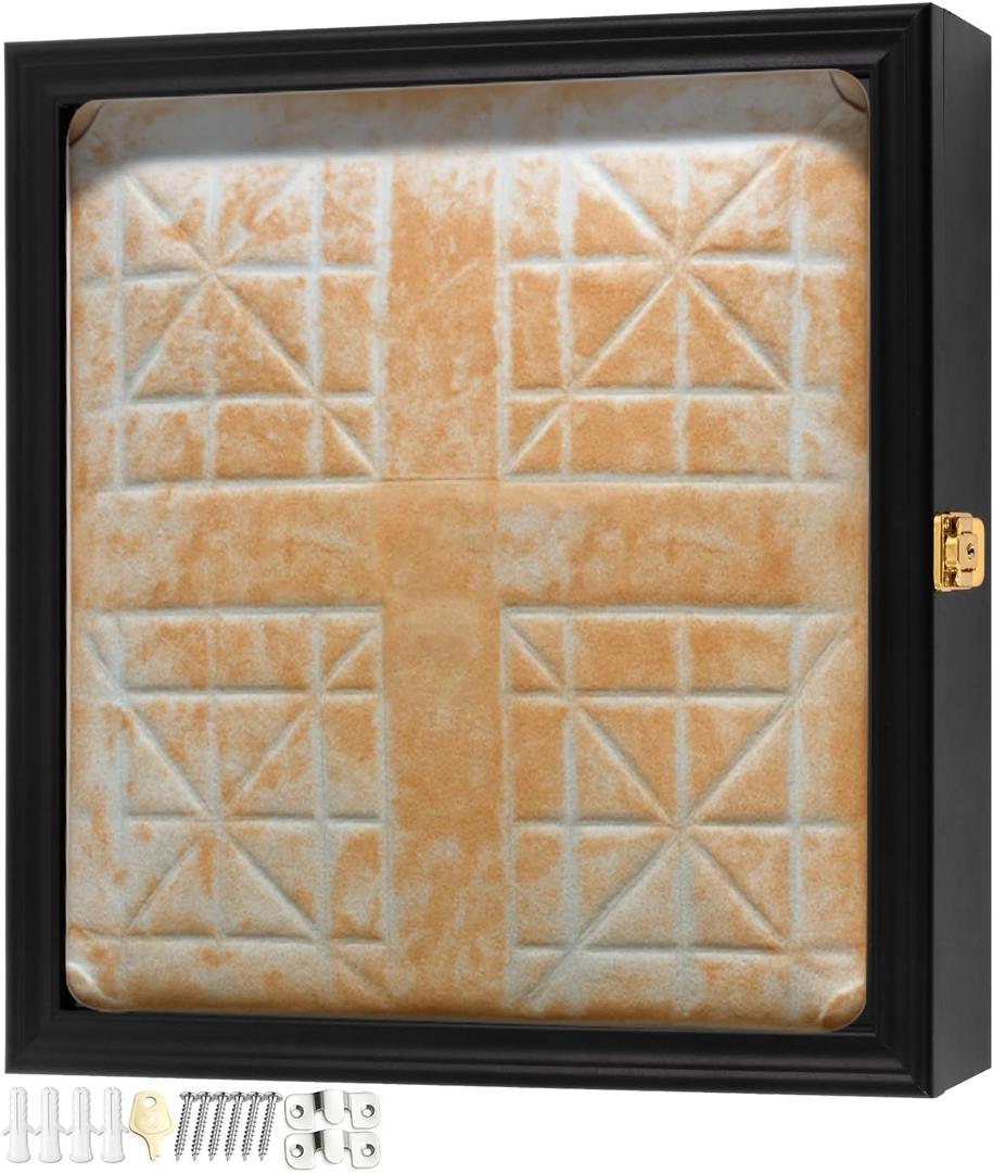 Colingmill Full Size Baseball Base Plate Display Case Baseball Base Holder Display Case Cabinet Shadowbox with 98% UV Protection and Locking Door