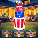 6FT Patriotic Independence Day 4th of July Inflatable Outdoor Decoration Inflatable Cake, Built in LED Lights Blow Up Fourth of July Decor for Holiday Party Garden Yard Lawn