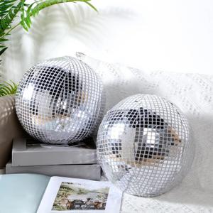 GlikCeil 2 Pcs Disco Ball Pillows Decorative Sequin Throw Pillows for Birthday Gifts Bedroom Living Room Home Decor Funky Sphere(8 Inch,Silver)
