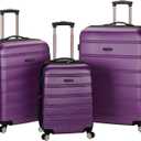 Rockland Melbourne Hardside 3 Piece Expandable Spinner Wheel Luggage Set, (20"/24"/28"), Purple