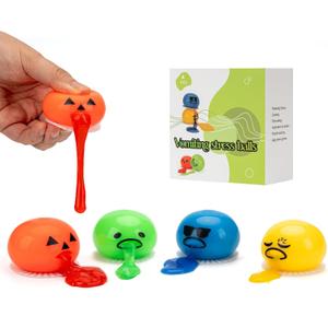4-PCS Vomiting Sucking Stress Relief Balls,Puking Squeeze Toy,Novelty Fidget Toy,Christmas Stocking Stuffers Gift for Kids Adults Multicolored.