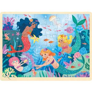48 Piece Puzzles for Kids Ages 3-5, Fun Mermaid Wooden Jigsaw Puzzles for 3 Year Old, Preschool Toddler Puzzle Ages 4-8 with Tray