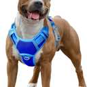 BARKBAY No Pull Dog Harness Large Reflective Dog Harness with Front Clip and Easy Control Handle for Walking Training Running with ID tag Pocket(Sapphire Blue & Blue,L)