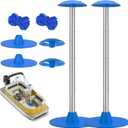 Boat Cover Support Pole Systems with Anti-UV PE Ropes & 9" ABS Base, Highly Stable Windproof Support Pole - Adjustable 1-1/8" in Diameter for V-Hull/Pontoon/Jon Boat Cover, Blue, 2 Pack
