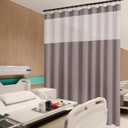 Inherent Flame Retardant Hospital Room Divider with Grommet, Cubicle Divider Privacy Medical Curtain for Hospital, Clinic, Lab (1 Panel, Grey, 15x8FT)