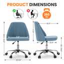Simple Deluxe Home Office Chair with Wheels, Armless Air Cushion Small Desk Chair, Adjustable Height 360° Rolling Swivel Computer Chair, Grey
