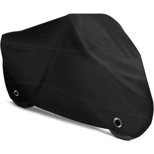 XYZCTEM Motorcycle Cover -Waterproof Outdoor Storage Bag,Made of Heavy Duty Material, Fits up to 97" All Motors(Black& Lockholes& Professional Windproof Strap)