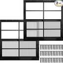 NeatiEase 2 Pack Shed Windows with Black Frame, 36 x 36 Flush Mount Small Window with Tempered Glass and Fiberglass Screen for Shed, Chicken Coop, Playhouse, Household, Garage
