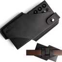 Topstache Leather Cell Phone Holster for iPhone 17/17 Pro/16/16 Pro - Belt Clip Cell Phone Case for Men for Galaxy S25/S24/S23 - Magnetic Closure Leather Holster Holder Pouch, M,Black