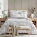 Levtex Home English Forest Natural Reversible Full/Queen Comforter Set (90x94in) with 2 Pillowcases (26x20in) - Floral Bedding - Taupe, Grey - Cotton Full/Queen Size Comforter Set - Soft, Pre-Washed
