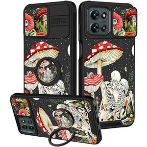 Funermei for Moto G 5G 2026/G Play 2026,for Moto G 5G 2025 Case - Women Girl Cute Phone Cover Mushroom Skeleton Unique with Camera Cover and Ring Stand Funda for Motorola G 2025/G 2026/G Play 2026