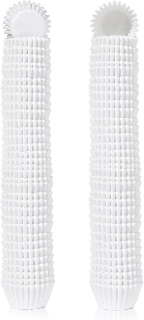 1000pcs Super Mini Cupcake Liners 1inch Muffin Liners Small Candy Paper Cups Truffles Chocolate Dessert Cupcake Wrapper Baking Cups for Wedding Birthday Baby Shower Spring Party Favor,White
